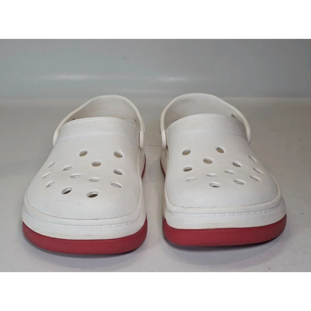 Crocs Crocband Men's Shoes Size 7 Women's 9 White‎ Red Slip On Clog 206122